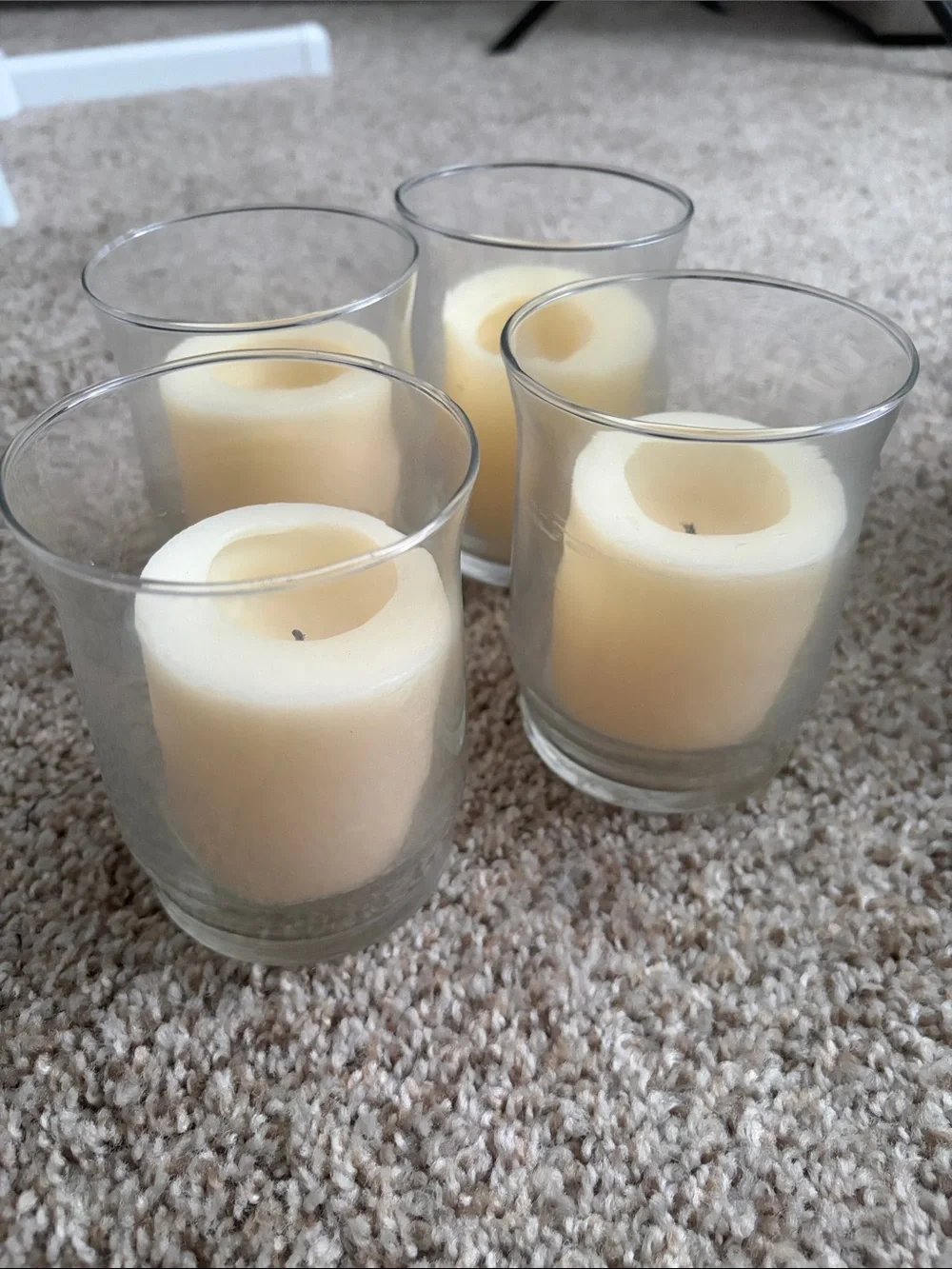 Cream Votive Candle Set in Clear Glass Holders - Home Accents